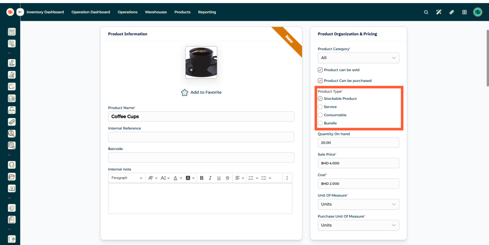 Step 1 - Add Stockable Product