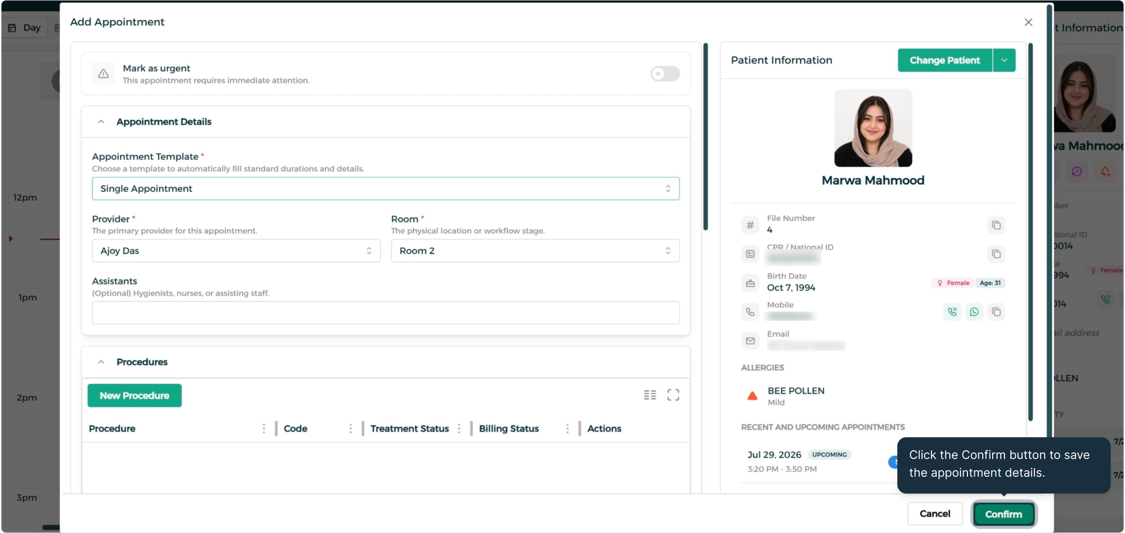 Step 7 - Confirm a Quick Appointment